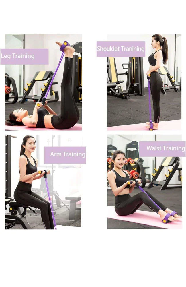 Multifunction Tension Rope, 4-Tube Elastic Yoga Pedal Puller Resistance Band, Natural Latex Tension Rope Fitness, for Abdomen/Waist/Arm/Leg Stretching Slimming Training
