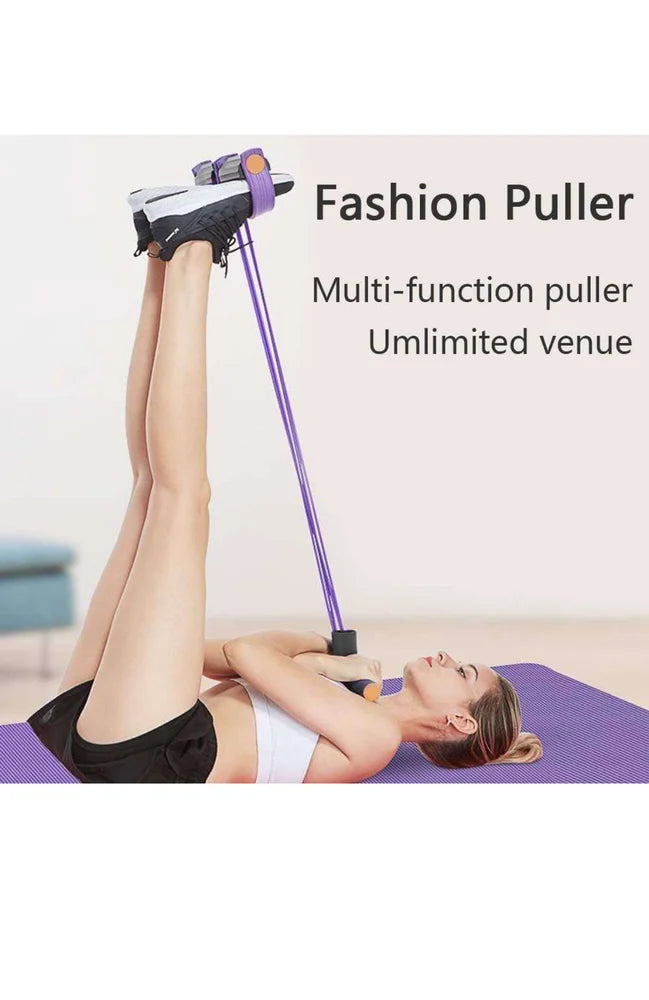 Multifunction Tension Rope, 4-Tube Elastic Yoga Pedal Puller Resistance Band, Natural Latex Tension Rope Fitness, for Abdomen/Waist/Arm/Leg Stretching Slimming Training