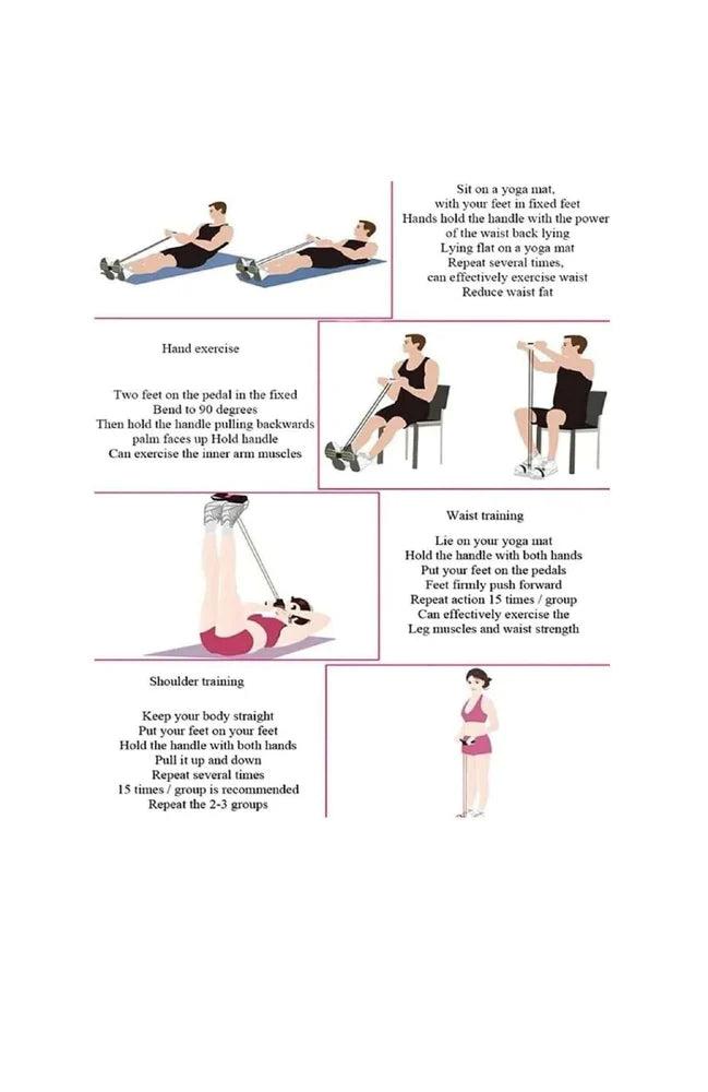 Multifunction Tension Rope, 4-Tube Elastic Yoga Pedal Puller Resistance Band, Natural Latex Tension Rope Fitness, for Abdomen/Waist/Arm/Leg Stretching Slimming Training