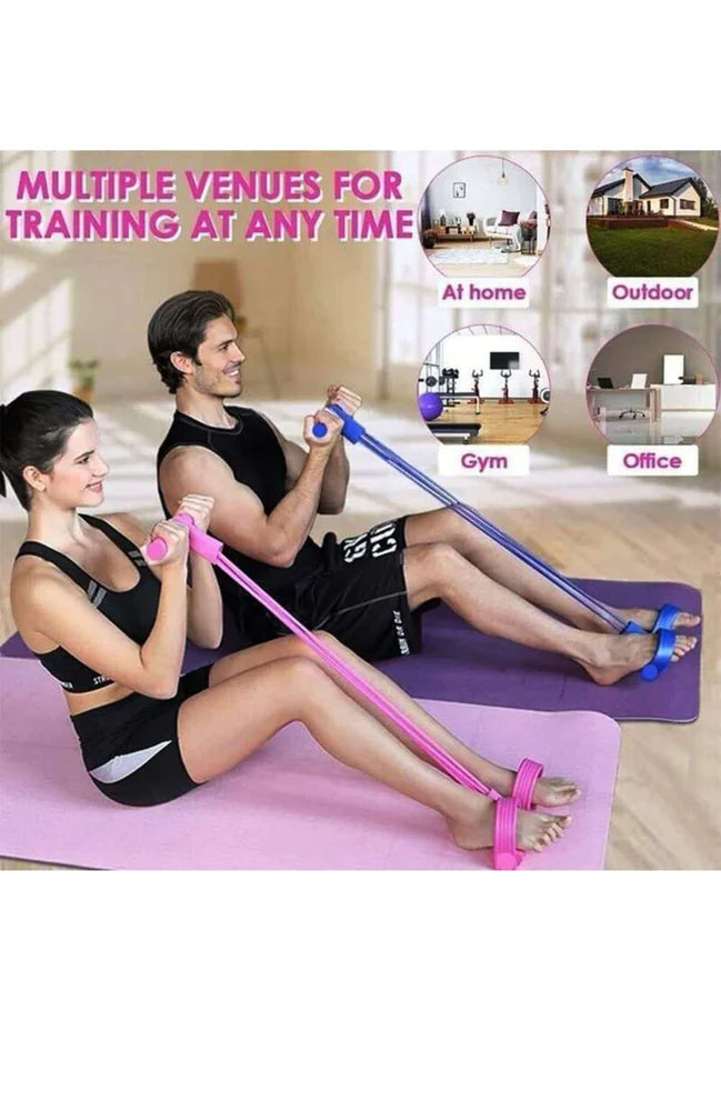 Multifunction Tension Rope, 4-Tube Elastic Yoga Pedal Puller Resistance Band, Natural Latex Tension Rope Fitness, for Abdomen/Waist/Arm/Leg Stretching Slimming Training
