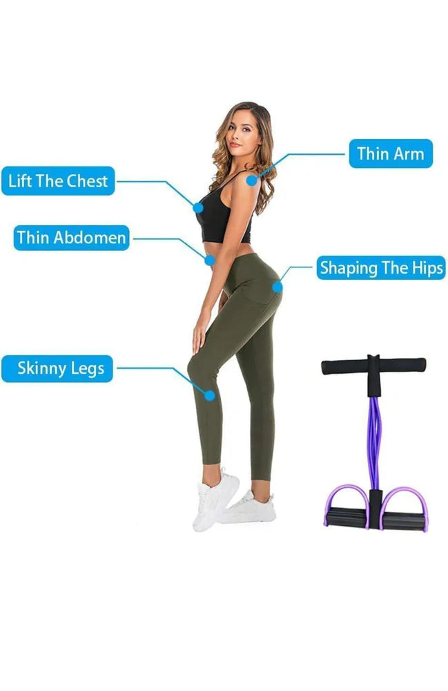 Multifunction Tension Rope, 4-Tube Elastic Yoga Pedal Puller Resistance Band, Natural Latex Tension Rope Fitness, for Abdomen/Waist/Arm/Leg Stretching Slimming Training